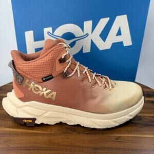 Hoka Athletic Shoes in Cream and Tan